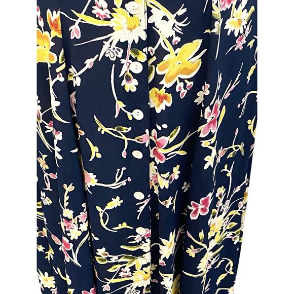 Vintage 80s Floral Blue Button Down Secretary Dress Size 5/6 Church Lady - Picture 6 of 10